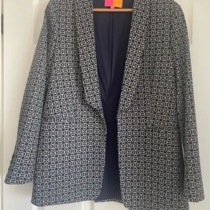 Vilagallo Navy Blue and White Geometric Blazer size 42